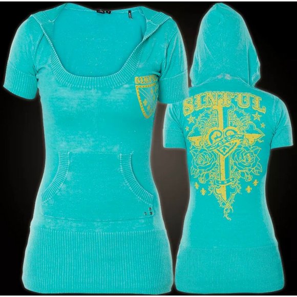 Sinful AFFLICTION Womens T-Shirt JESSIE SWEATER - Picture 2 of 9